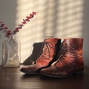 Vintage Van Eli Leather Lace Up Ankle Boots